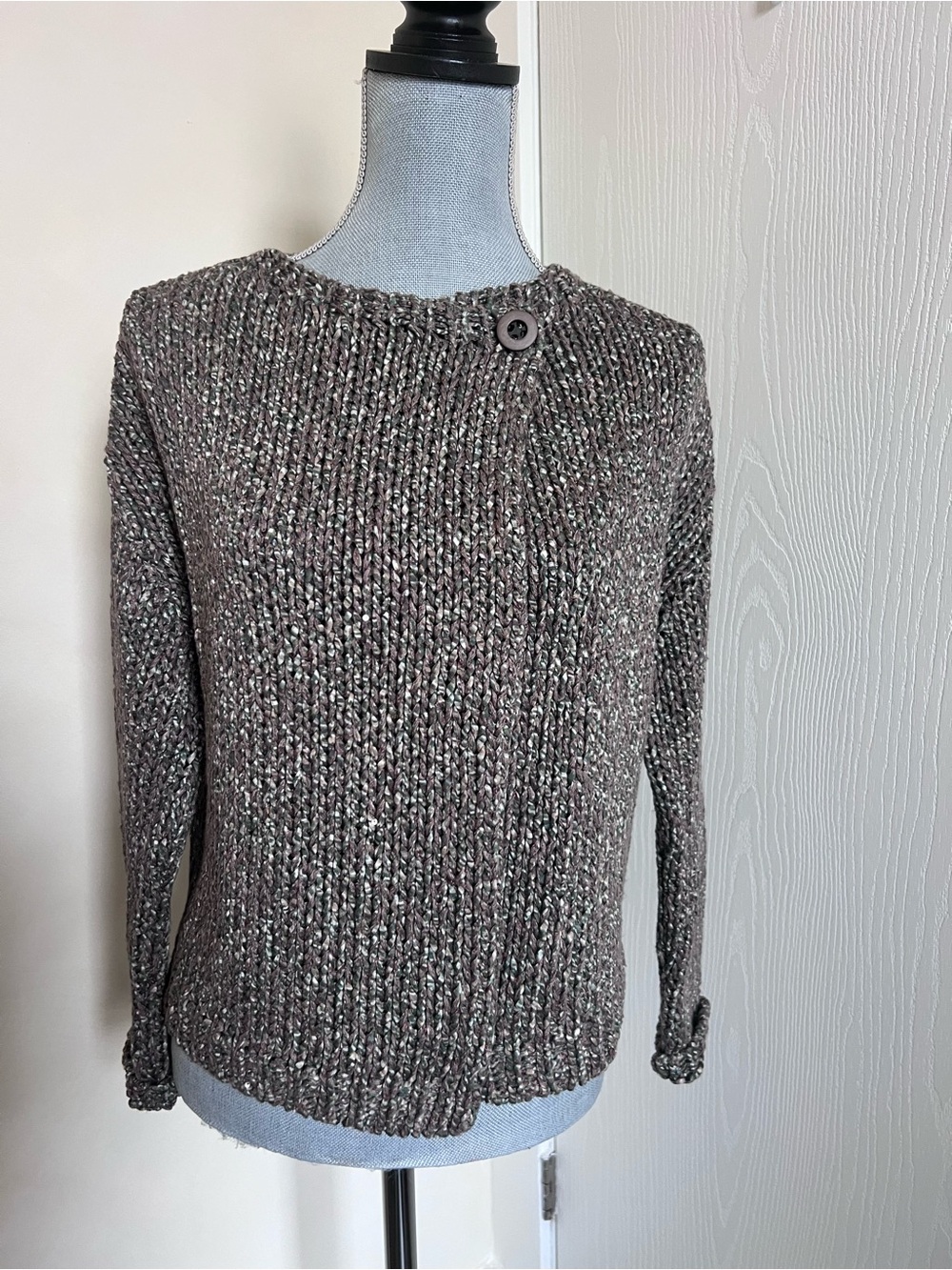 Brunello Cucinelli Cotton Linen Brown Green Woven Knit Cardigan Jacket